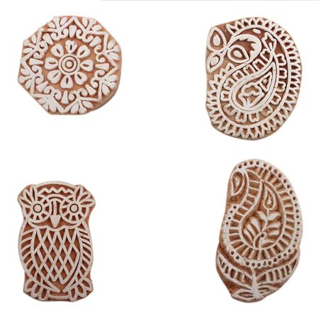 Set of 4 Piece New Mix Wooden Printing Block